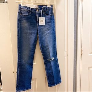 frame denim le high straight jeans